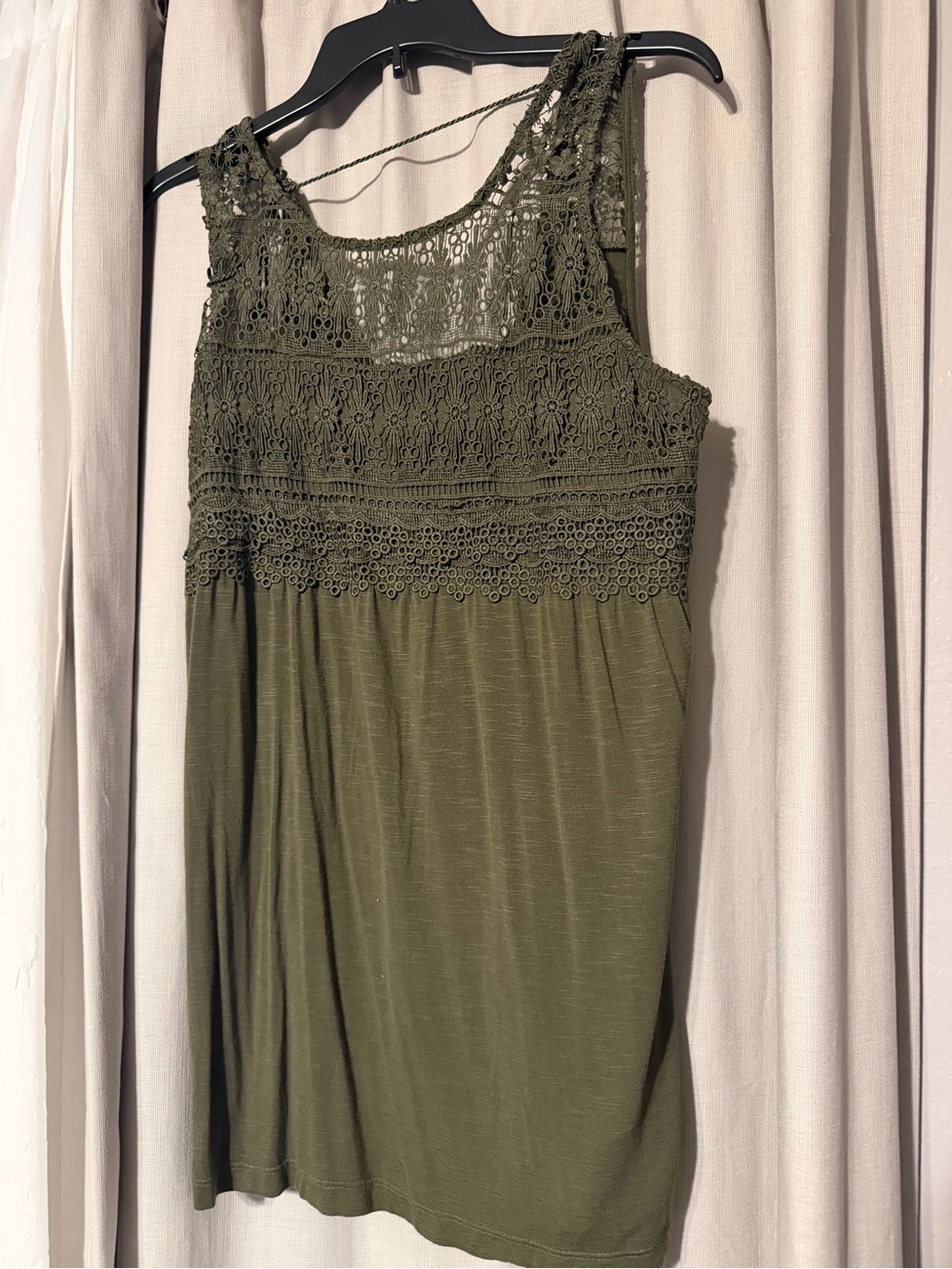 Maurices Olive Crochet Yoke Tank Top